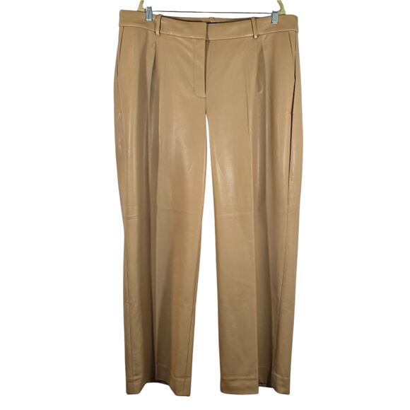 R J.Crew Tan Faux Leather Pants Straight Leg Essential NWT Women's Plus Size 18 - Picture 1 of 10